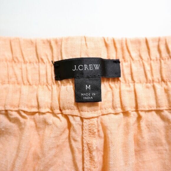 J Crew Size M Linen Woven Wide Leg Seaside Pant Cropped Ankle Coral Orange - Picture 9 of 10
